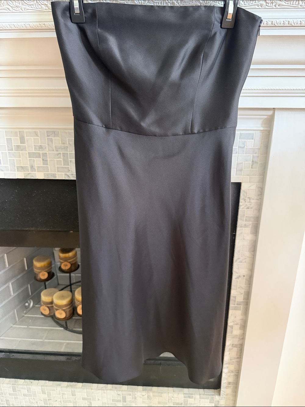 Ann Taylor Strapless Black Silk Midi Dress